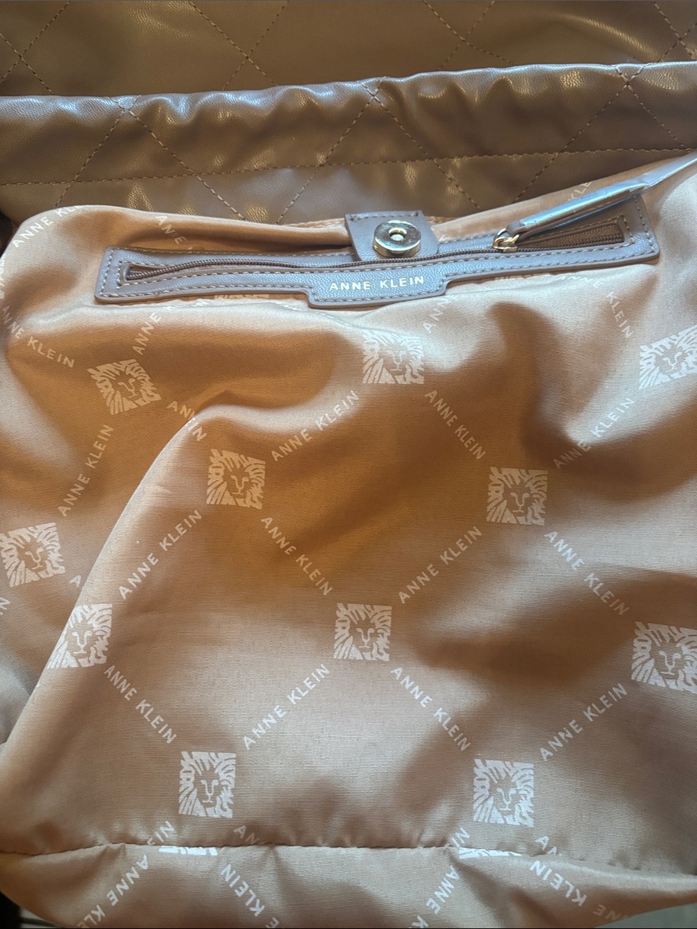 Anne Klein Blush Quilted Shoulder Bag with Gold Logo - Picture 5 of 6